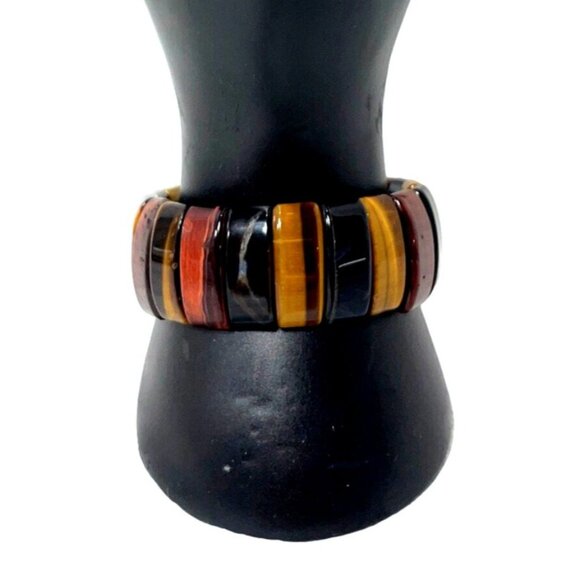Tiger Eye Stretch Bracelet 1” Chunky Various Colored Tigers Eye Stones - Picture 1 of 4